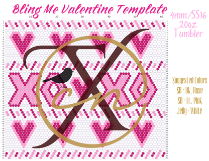 4mm Bling Me Valentine Rhinestone Tumbler Template