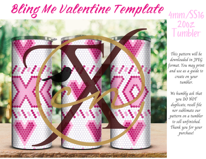 4mm Bling Me Valentine Rhinestone Tumbler Template