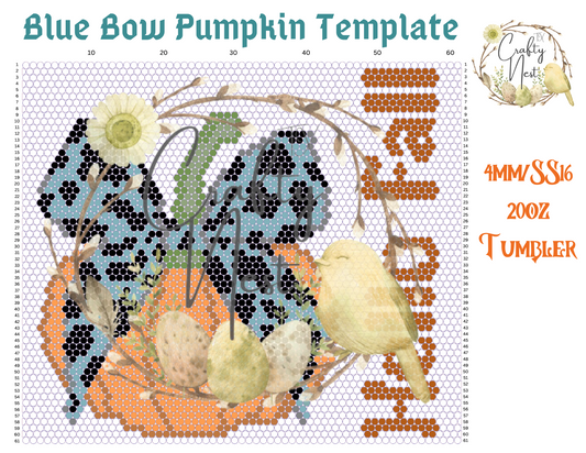 4mm Blue Bow Pumpkin Rhinestone Tumbler Template