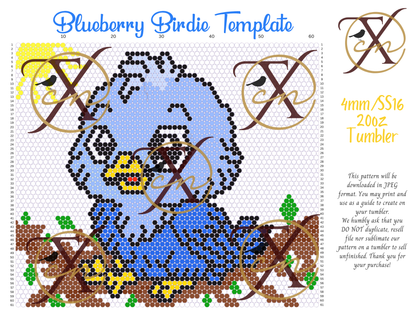4mm Blueberry Birdie Rhinestone Tumbler Template