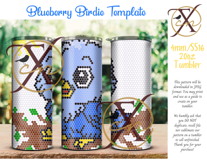 4mm Blueberry Birdie Rhinestone Tumbler Template