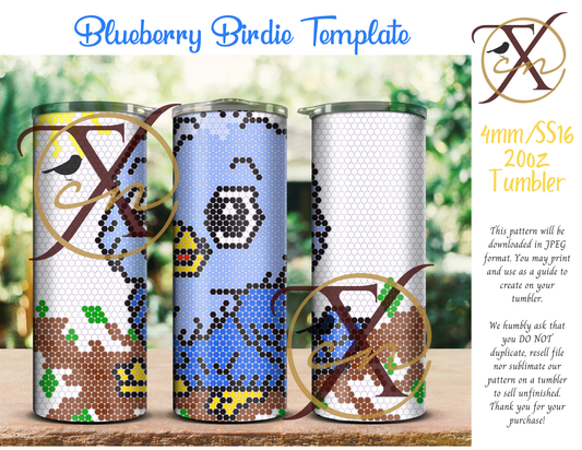 4mm Blueberry Birdie Rhinestone Tumbler Template