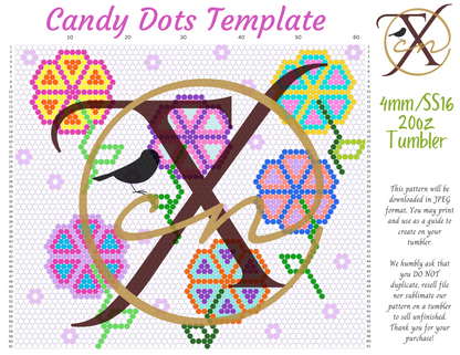 4mm Candy Dots Rhinestone Tumbler Template