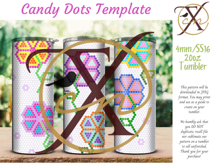 4mm Candy Dots Rhinestone Tumbler Template