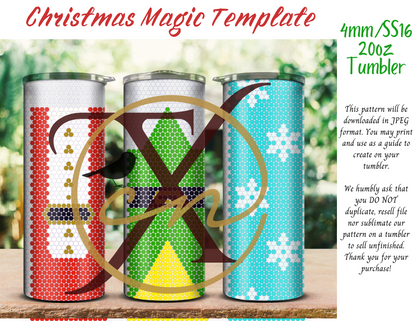 4mm Christmas Magic Rhinestone Tumbler Template