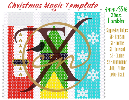 4mm Christmas Magic Rhinestone Tumbler Template