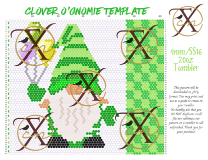 4mm Clover O'Gnomie Rhinestone Tumbler Template