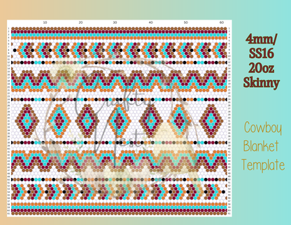 4mm Cowboy Blanket Rhinestone Tumbler Template