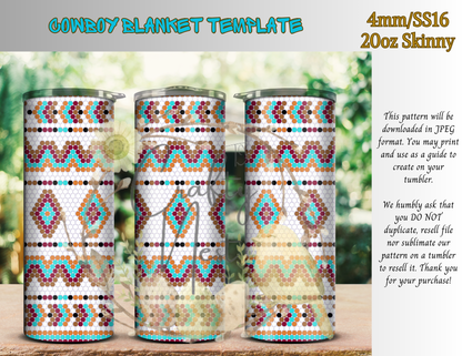 4mm Cowboy Blanket Rhinestone Tumbler Template