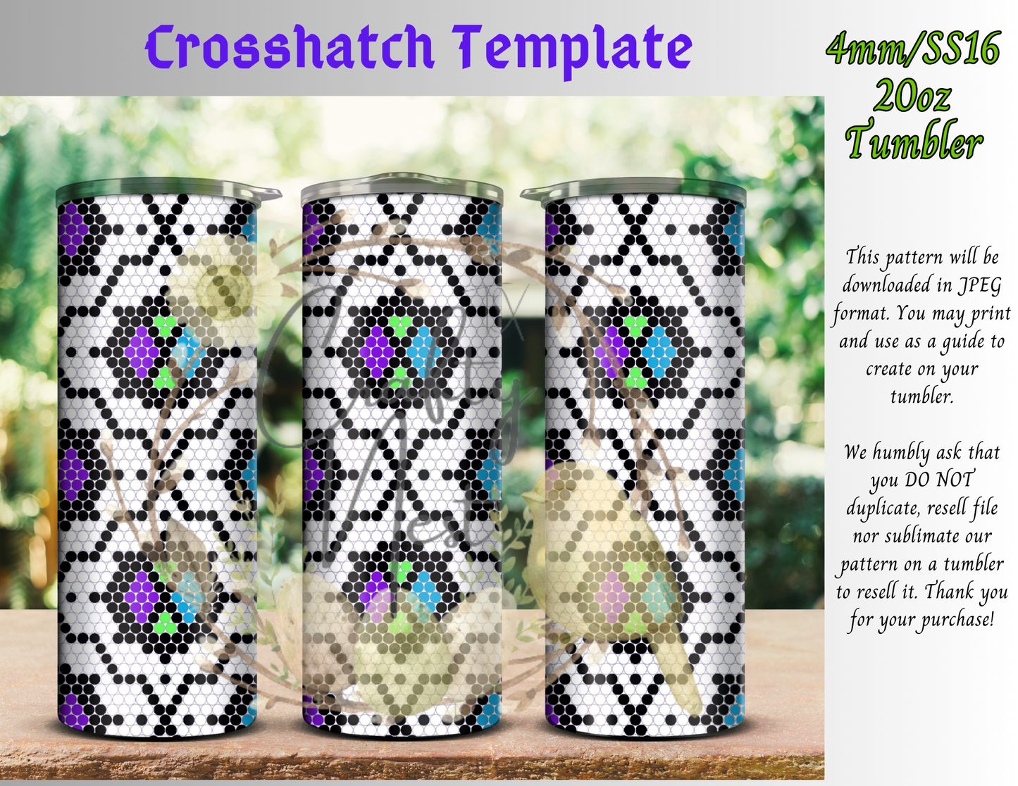 4mm Crosshatch Rhinestone Tumbler Template