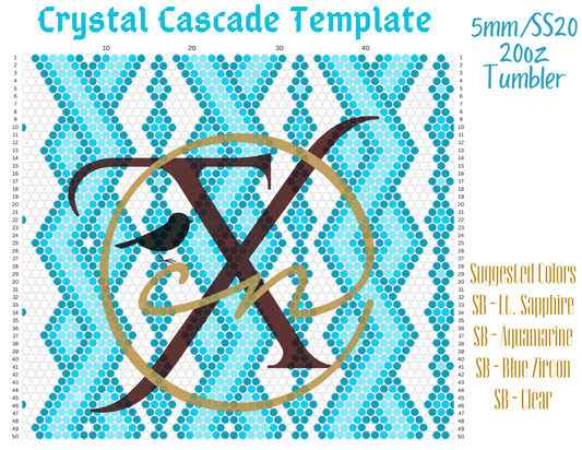 5mm Crystal Cascade Rhinestone Tumbler Template