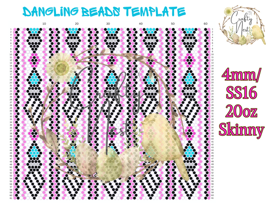 4mm Dangling Beads Rhinestone Tumbler Template