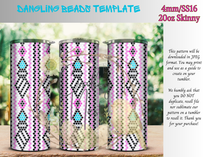 4mm Dangling Beads Rhinestone Tumbler Template