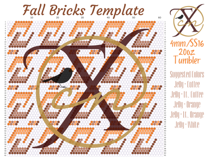4mm Fall Bricks Rhinestone Tumbler Template