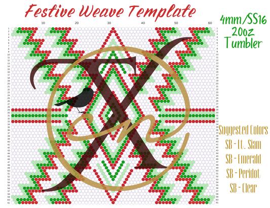 4mm Festive Weave Rhinestone Tumbler Template