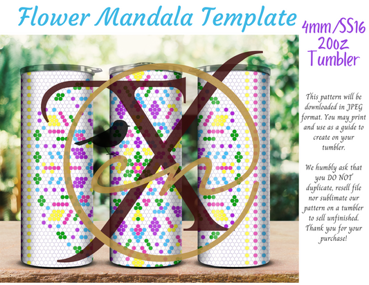 4mm Flower Mandala Rhinestone Tumbler Template