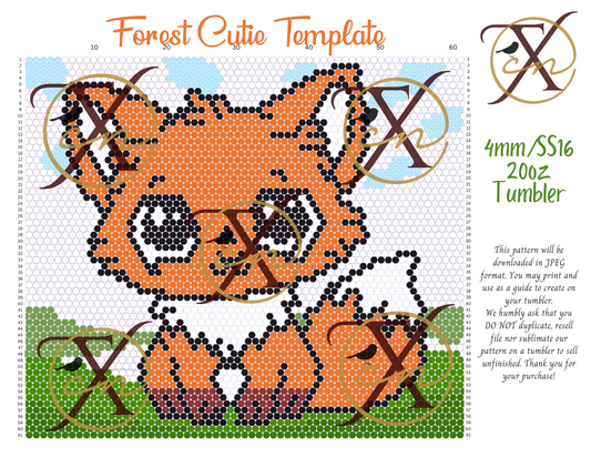 4mm Forest Cutie Rhinestone Tumbler Template