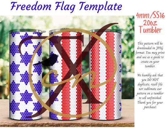 4mm Freedom Flag Rhinestone Tumbler Template