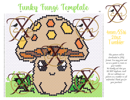 4mm Funky Fungi Rhinestone Tumbler Template