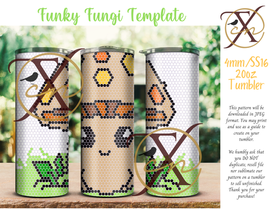 4mm Funky Fungi Rhinestone Tumbler Template