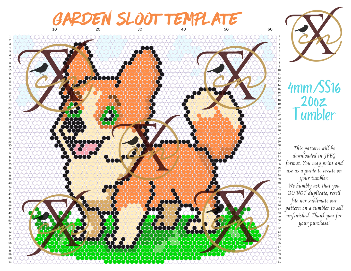 4mm Garden Sloot Rhinestone Tumbler Template