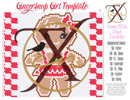 4mm Gingersnap Girl Rhinestone Tumbler Template