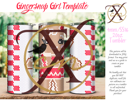 4mm Gingersnap Girl Rhinestone Tumbler Template