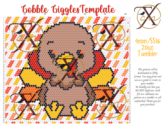 4mm Gobble Giggles Rhinestone Tumbler Template