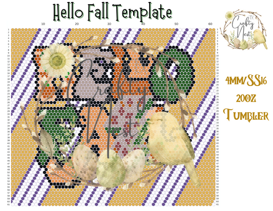 4mm Hello Fall Rhinestone Tumbler Template