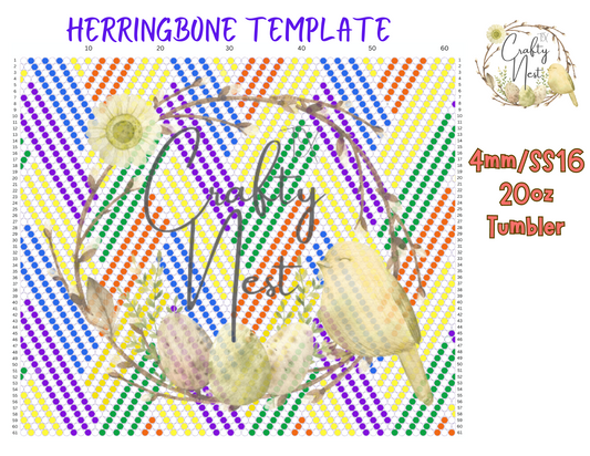 4mm Herringbone Rhinestone Tumbler Template