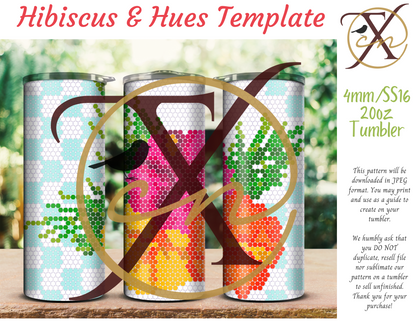 4mm Hibiscus & Hues Rhinestone Tumbler Template