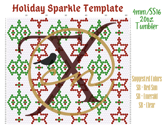 4mm Holiday Sparkle Rhinestone Tumbler Template