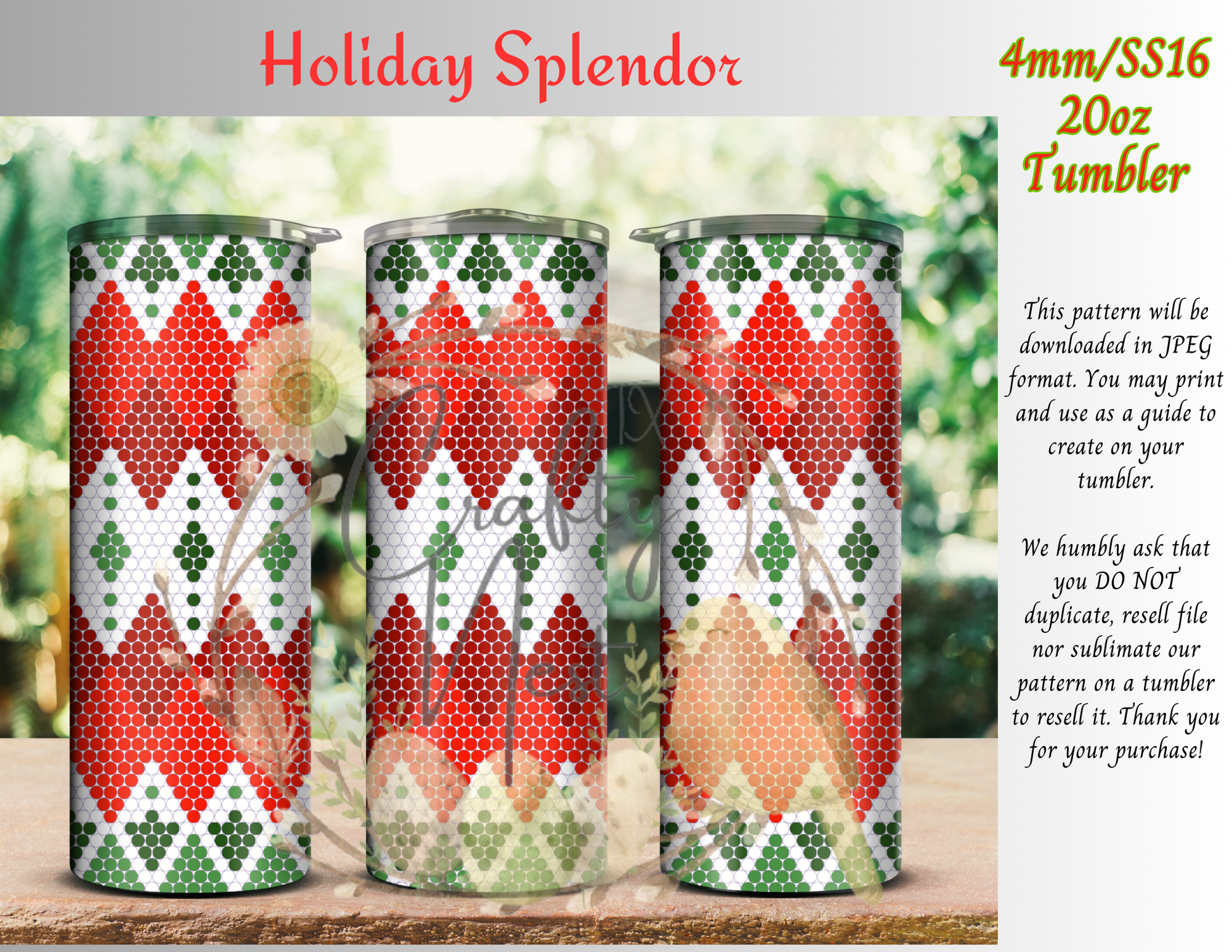 Splendor Template 4mm Holiday Splendor Rhinestone Tumbler Template – TXCRAFTYNEST