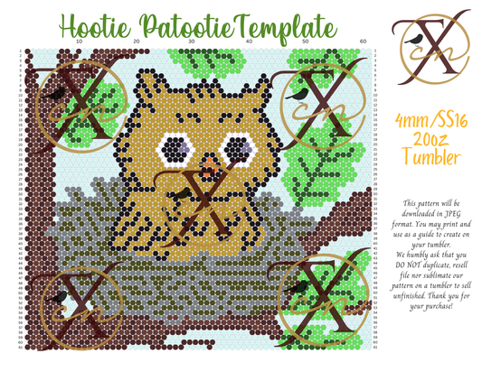 4mm Hootie Patootie Rhinestone Tumbler Template