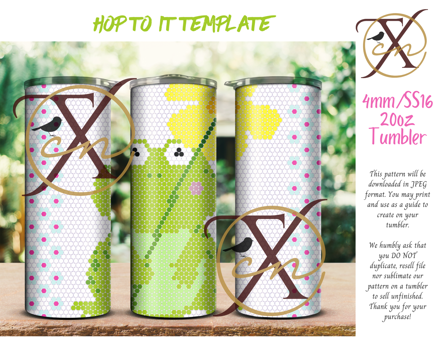 4mm Hop to It Rhinestone Tumbler Template
