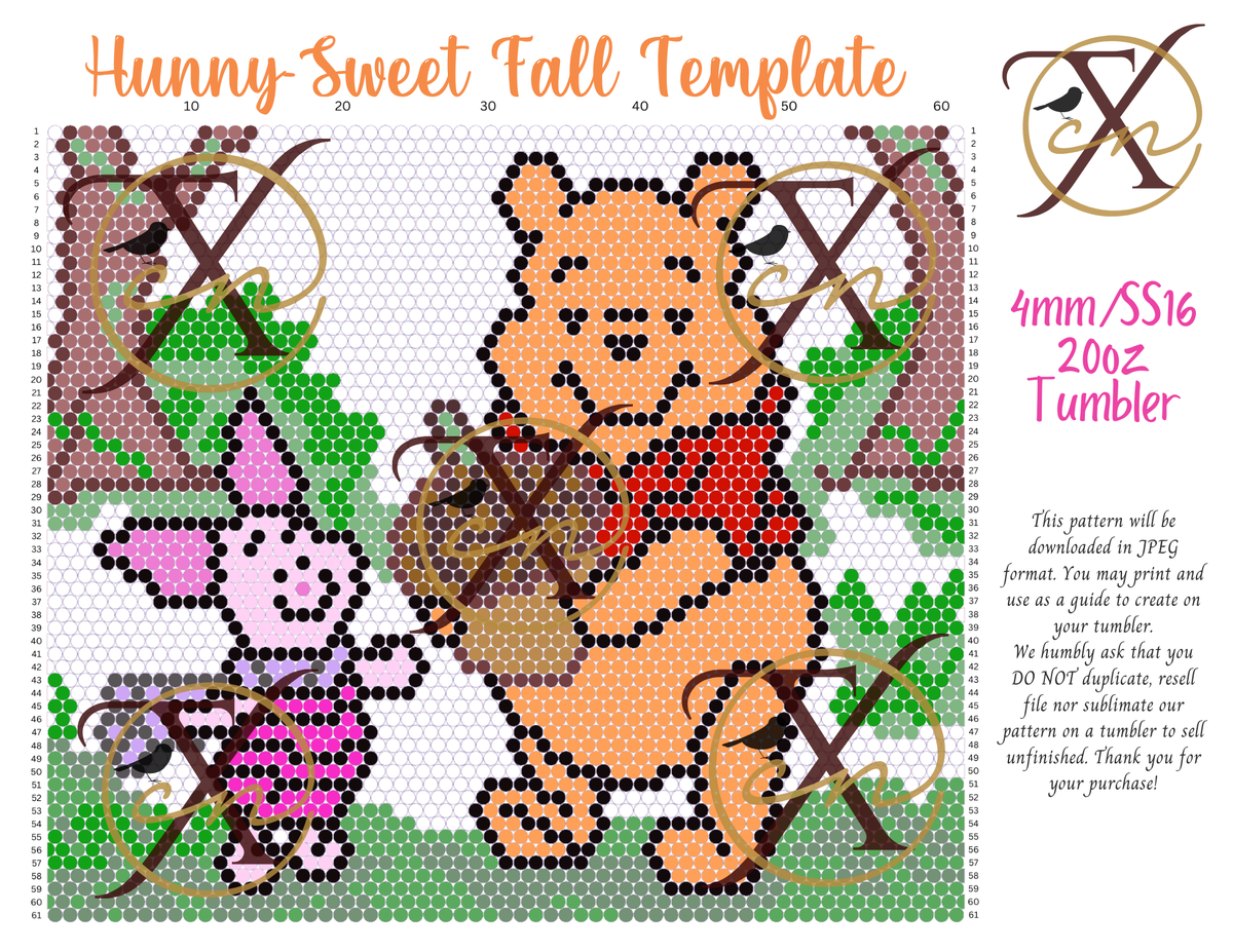 4mm Hunny Sweet Fall Rhinestone Tumbler Template