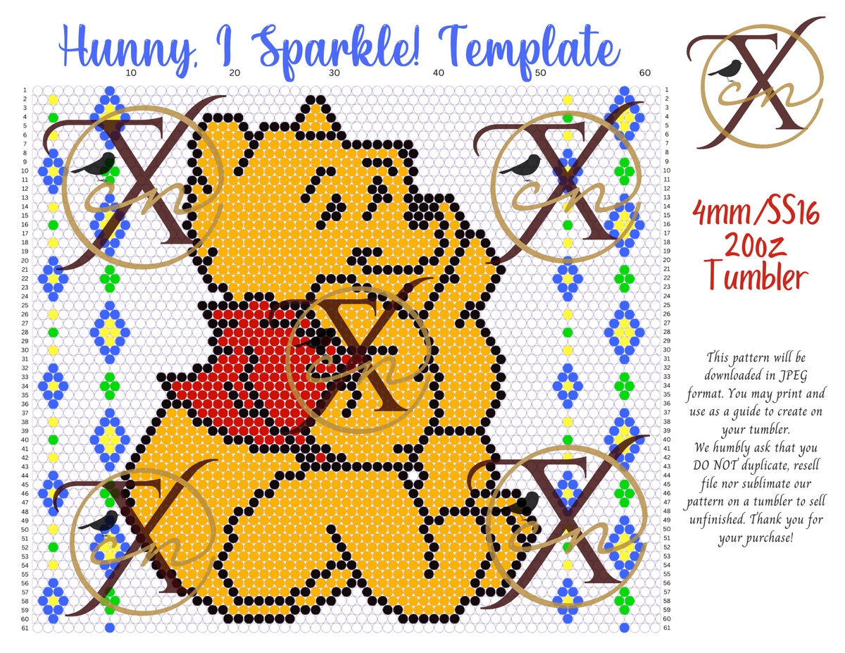 4mm Hunny, I Sparkle! Rhinestone Tumbler Template