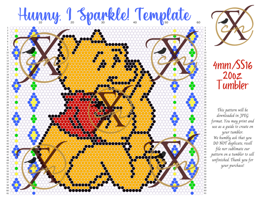 4mm Hunny, I Sparkle! Rhinestone Tumbler Template