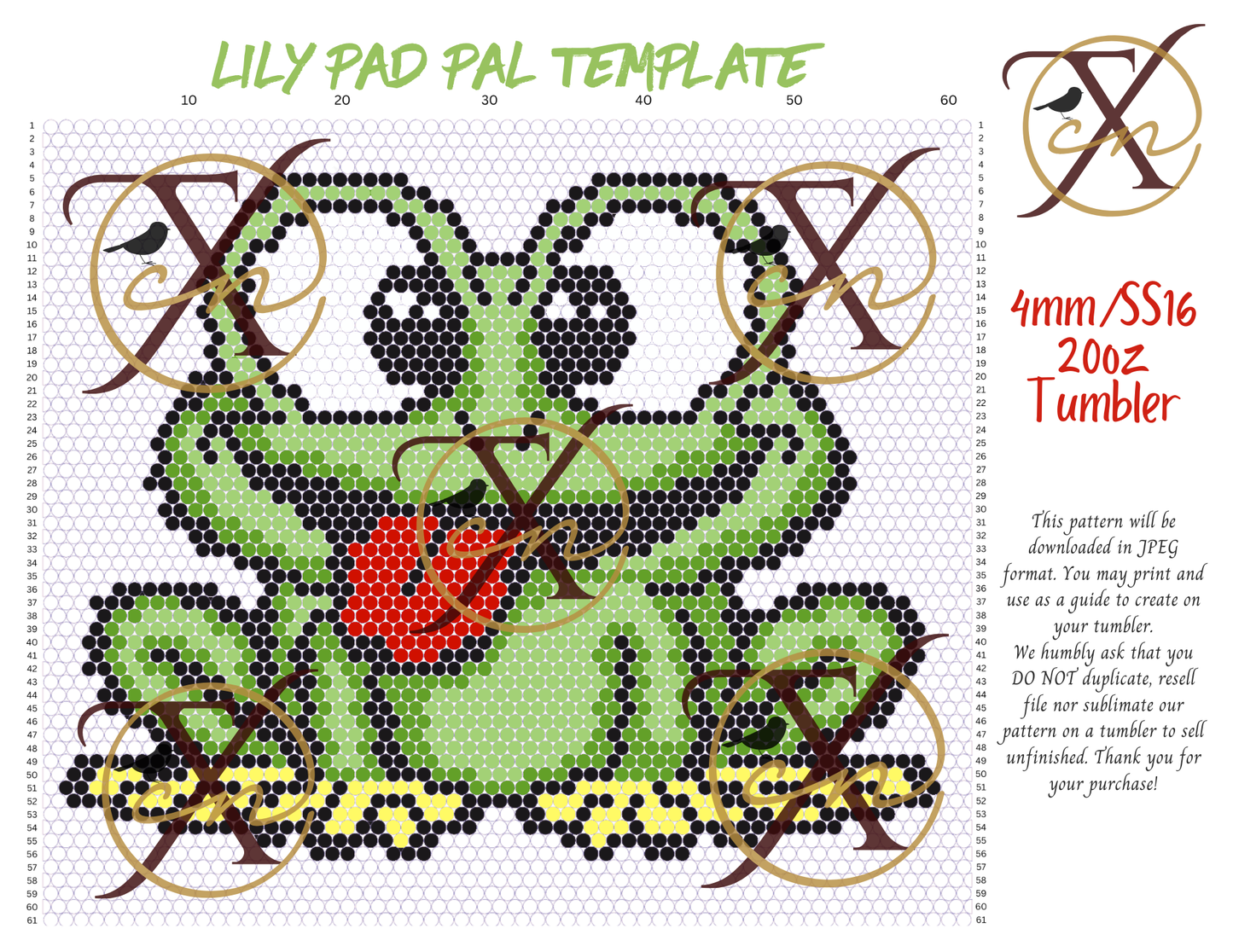 4mm Lily Pad Pal Rhinestone Tumbler Template