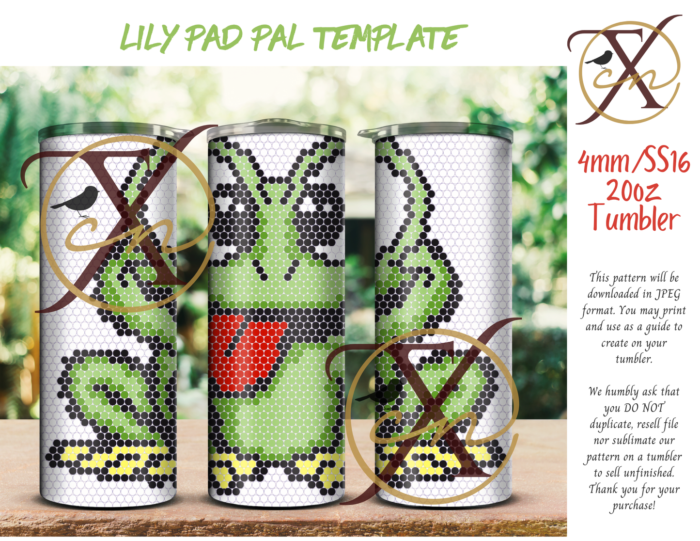 4mm Lily Pad Pal Rhinestone Tumbler Template