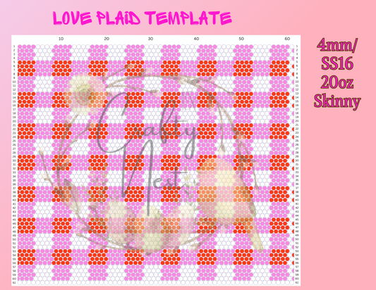 4mm Love Plaid Rhinestone Tumbler Template