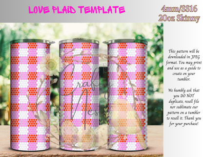 4mm Love Plaid Rhinestone Tumbler Template