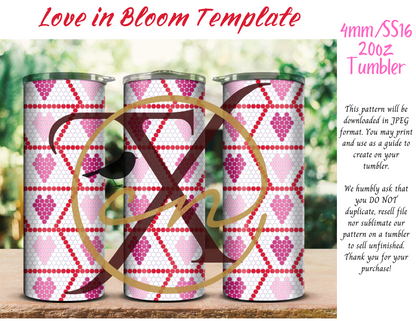 4mm Love in Bloom Rhinestone Tumbler Template