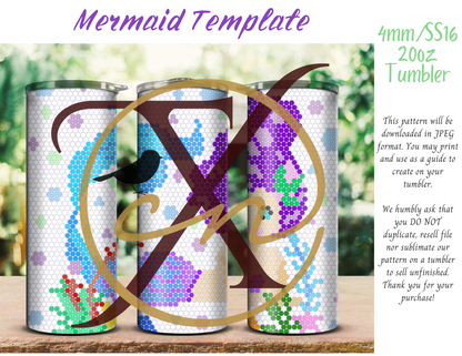 4mm Mermaid Rhinestone Tumbler Template