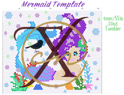 4mm Mermaid Rhinestone Tumbler Template