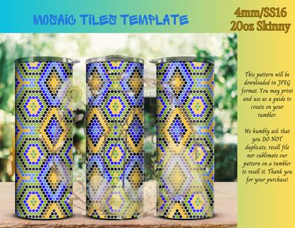 4mm Mosaic Tiles Rhinestone Tumbler Template