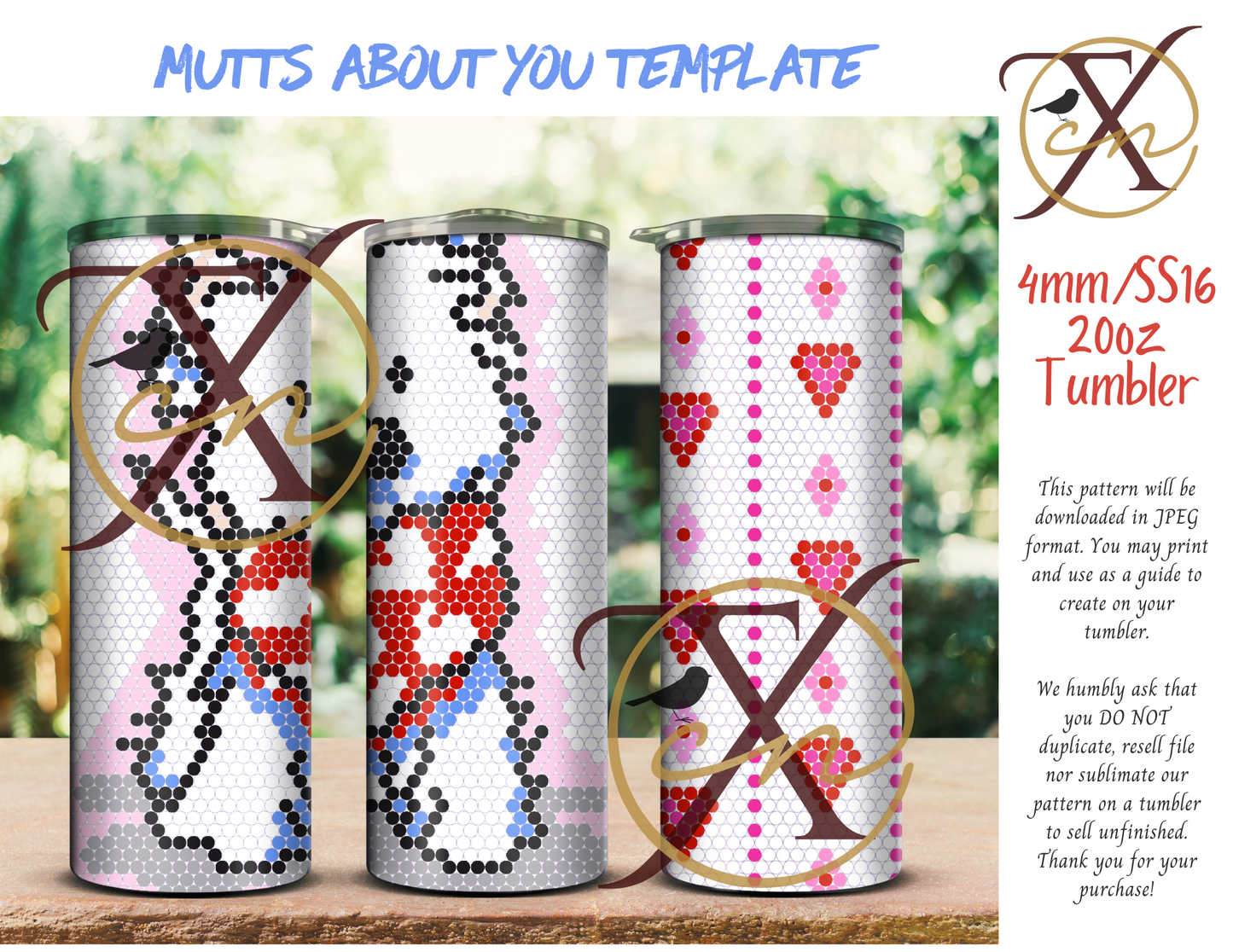 4mm Mutts About You Rhinestone Tumbler Template