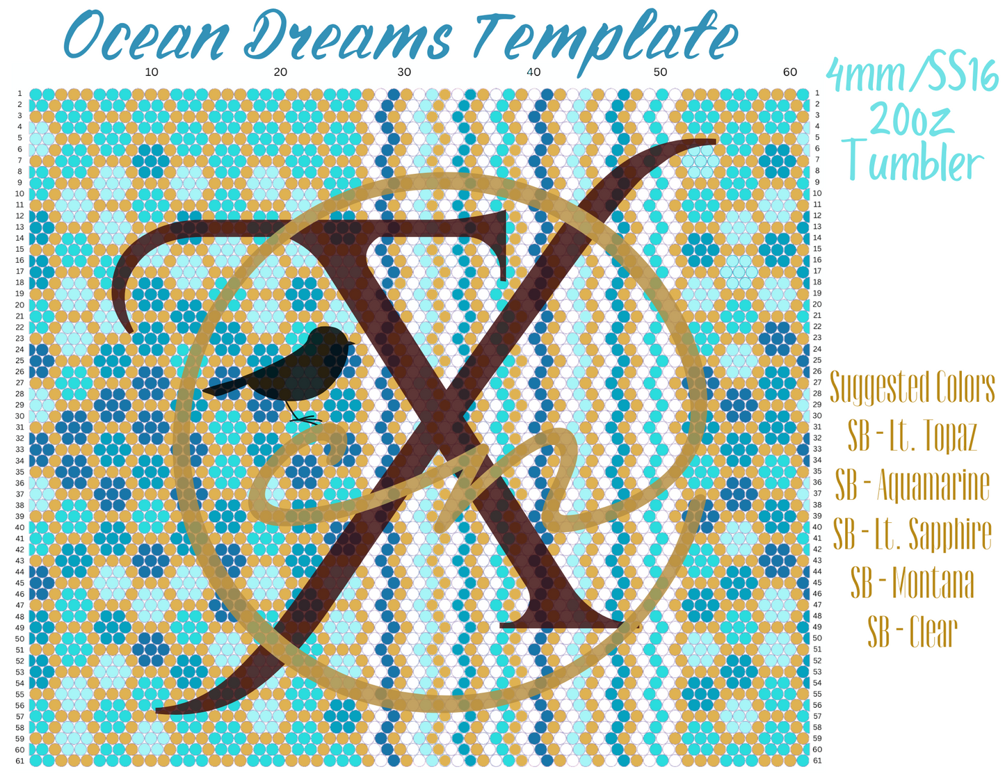 4mm Ocean Dreams Rhinestone Tumbler Template