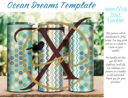 4mm Ocean Dreams Rhinestone Tumbler Template