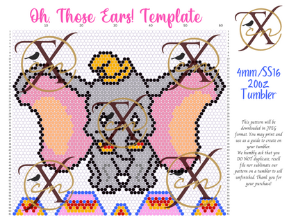 4mm Oh, Those Ears! Rhinestone Tumbler Template